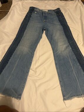 MOTHER Two-Tone Blue Wide-Leg Jeans